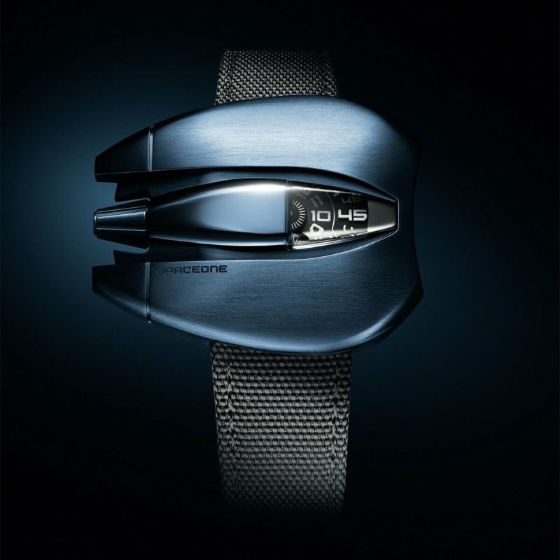 SPACEONE / スペースワン ［世界限定25本］ジャンピングアワー ブルー スチール ブラック ファブリック ストラップの公式ECサイト掲載画像