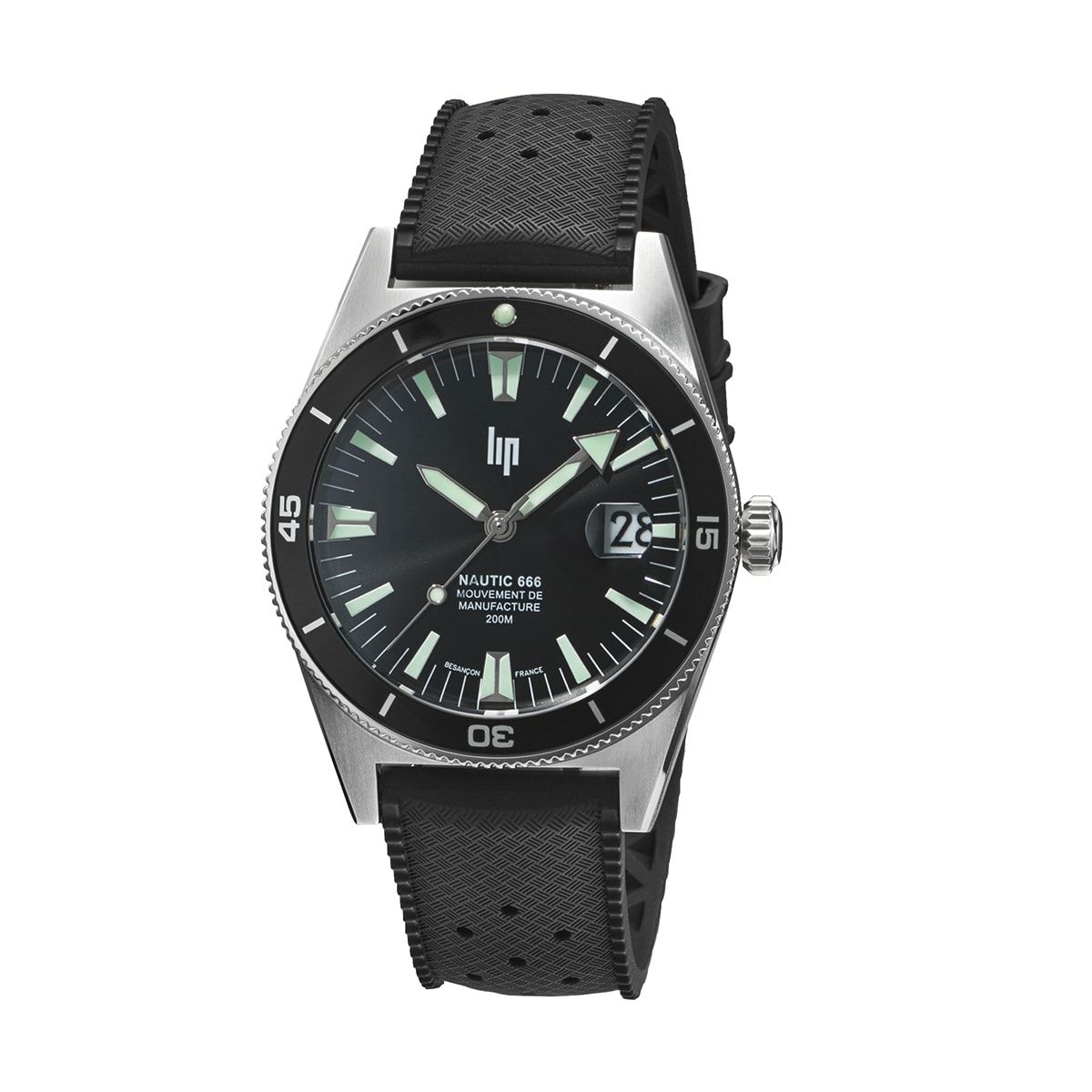 LIP / リップ マニュファクチュール ノーティック666 シルバーブラック ブラックエラストマーストラップの公式ECサイト掲載画像
