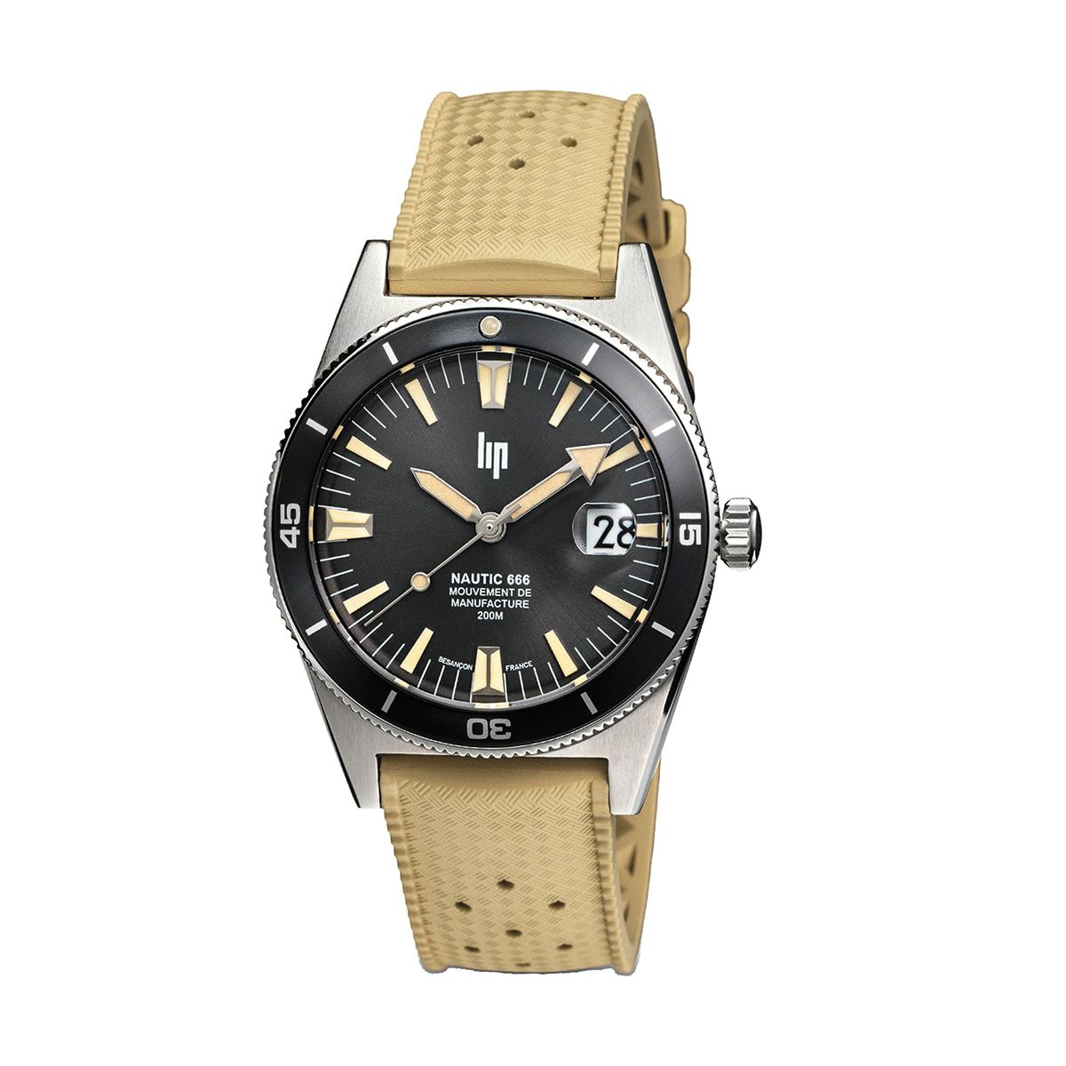 LIP / リップ マニュファクチュール ノーティック666 シルバーグレー エラストマーストラップ ベージュラバーの公式ECサイト掲載画像