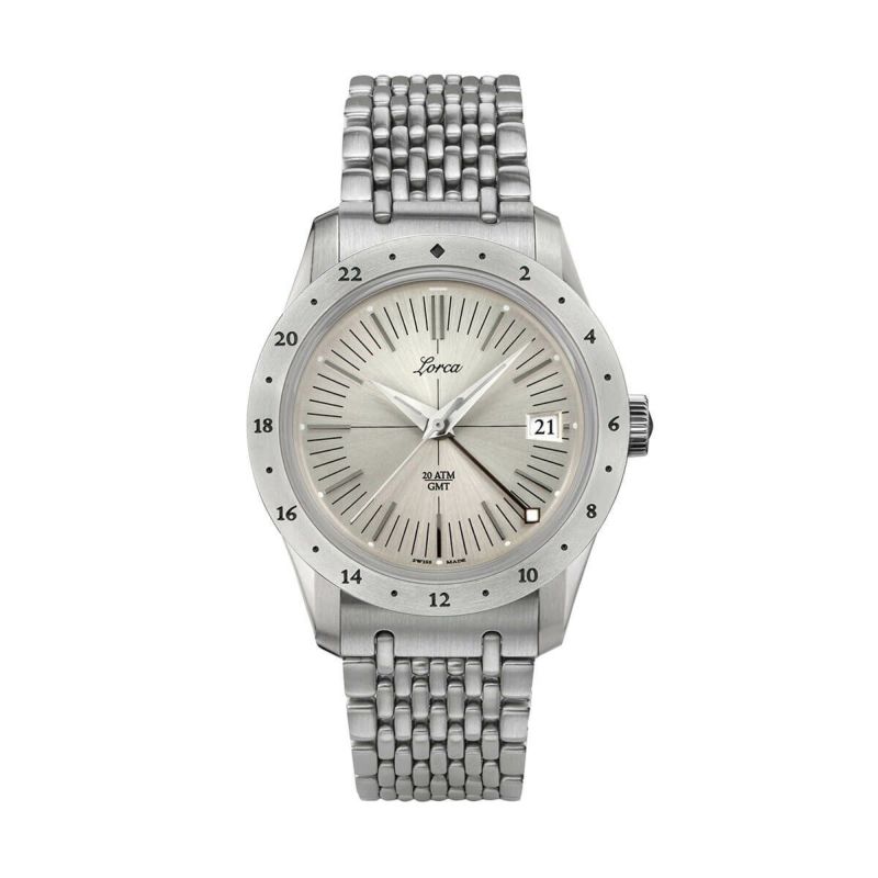 Lorca Watches / ロルカ ウォッチ モデル No.1 GMT シルバー ステンレススチール ブレスレットの公式ECサイト掲載画像