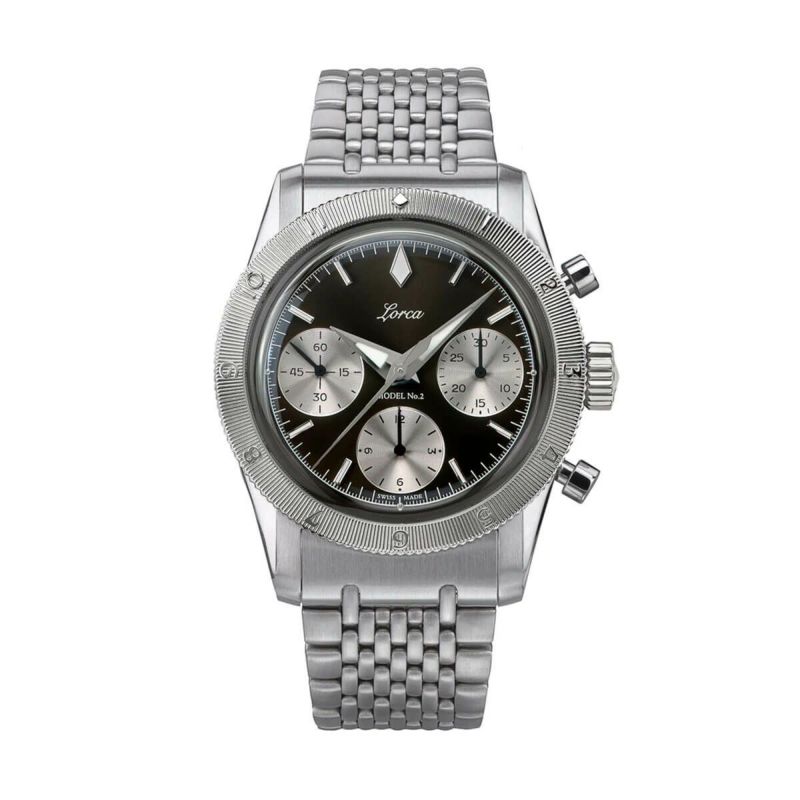 Lorca Watches / ロルカ ウォッチ モデル No.2 クロノグラフ ゴールデングレー ステンレススチール ブレスレットの公式ECサイト掲載画像