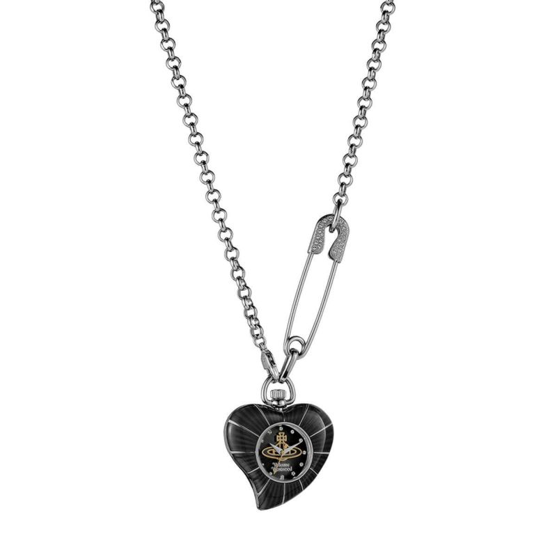 Vivienne Westwood / ヴィヴィアンウエストウッド ハートペンダントウォッチ - ブラックの公式ECサイト掲載画像