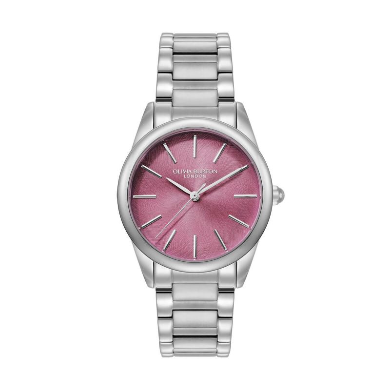 OLIVIA BURTON / オリビア・バートン クラシック - 34mm グロウフル ピンククラッシュ＆シルバー ブレスレットの公式ECサイト掲載画像