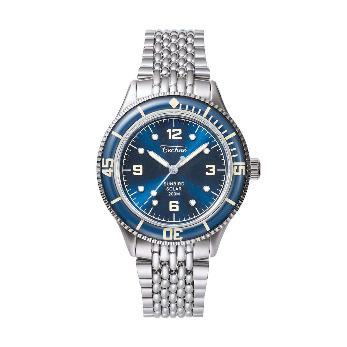 TECHNE / テクネ マリーンオフショア ソーラー マリーンブルー ブルーベゼル 5ライスブレス 3Hの公式ECサイト掲載画像