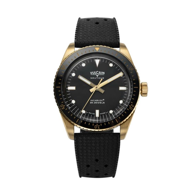 VULCAIN / ヴァルカン スキンダイバー ノーティック ブロンズケース スチールフルケースバック ブラックダイヤル ラバーストラップの公式ECサイト掲載画像