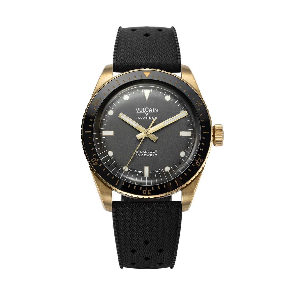 VULCAIN / ヴァルカン スキンダイバー ノーティック ブロンズケース スチールフルケースバック グレーダイヤル ラバーストラップの公式ECサイト掲載画像