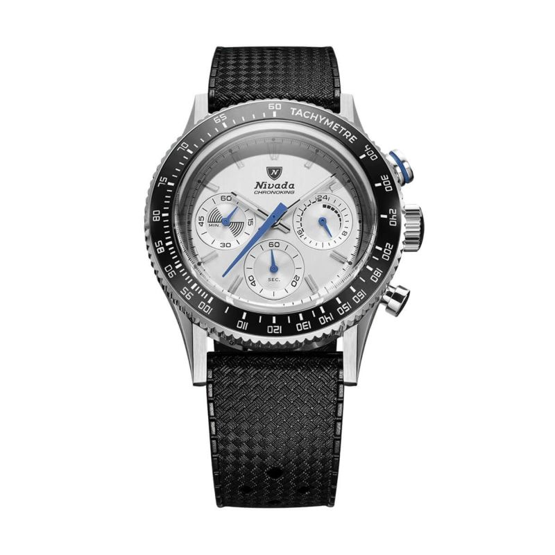Nivada Grenchen / ニバダ グレンヒェン クロノキング メカクォーツ レーシング グレー  トロピックラバーストラップ / インターチェンジャブル5ベゼルセットの公式ECサイト掲載画像
