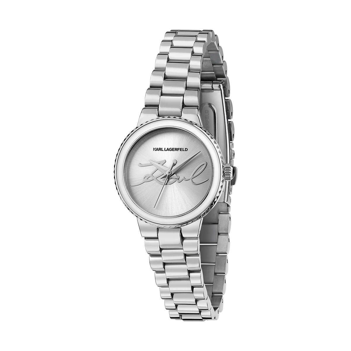 KARL LAGERFELD / カール・ラガーフェルド カイザー - シルバー サンレイ シグネチャー ダイヤル シルバー ブレスレットの公式ECサイト掲載画像