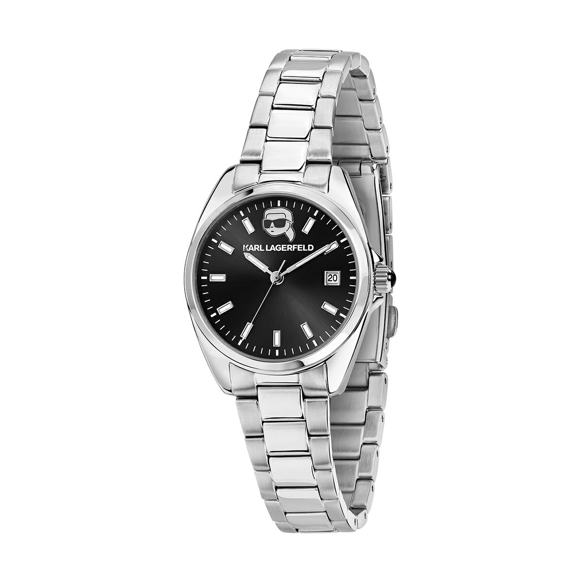 KARL LAGERFELD / カール・ラガーフェルド ラウンド エッセンシャル - ブラック サンレイ アイコン ダイヤル シルバー ブレスレットの公式ECサイト掲載画像