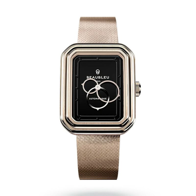 BEAUBLEU / ボーブルー ECCE FIGURA ONYX エッチェ フィグラ オニキス ローズゴールド ステンレススチールメッシュストラップの公式ECサイト掲載画像