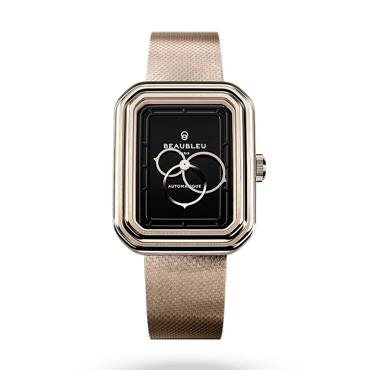 BEAUBLEU / ボーブルー ECCE FIGURA ONYX エッチェ フィグラ オニキス ローズゴールド ステンレススチールメッシュストラップの公式ECサイト掲載画像